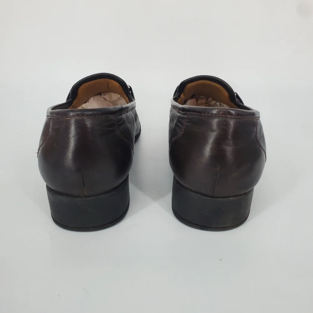 Bellini Dijon Loafers 9M Brown Leather Square Toe Bit Slip On Flats Comfort Shoe